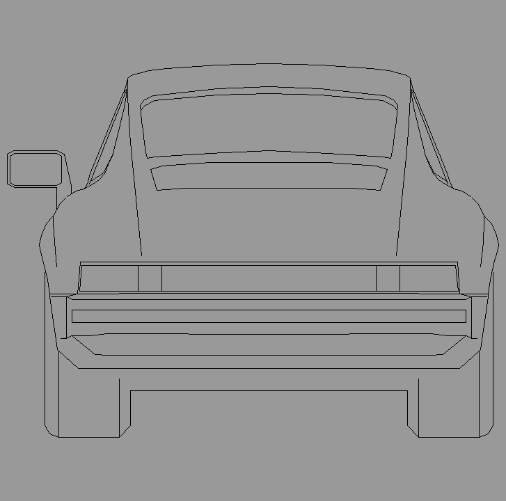 Bloque Autocad Vista de Porsche 911 Bibliot. 2D-3D en Posterior